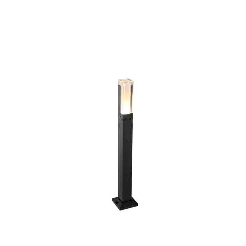 Sleek Black Aluminum Cubic LED Bollard Light for Outdoor Pathway Lighting