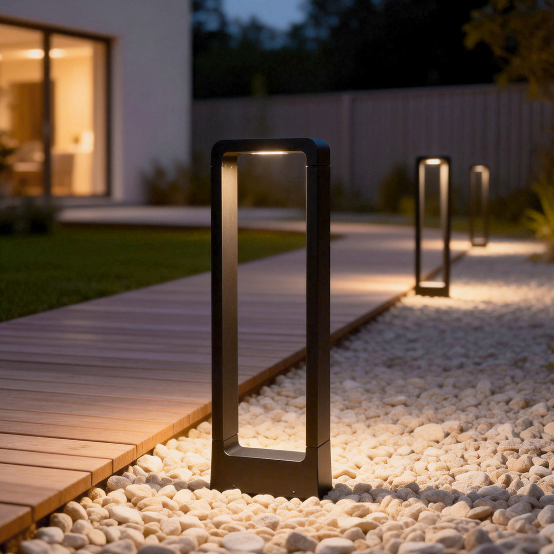Modern Black Waterproof Bollard Lights for Outdoor Pathway & Garden