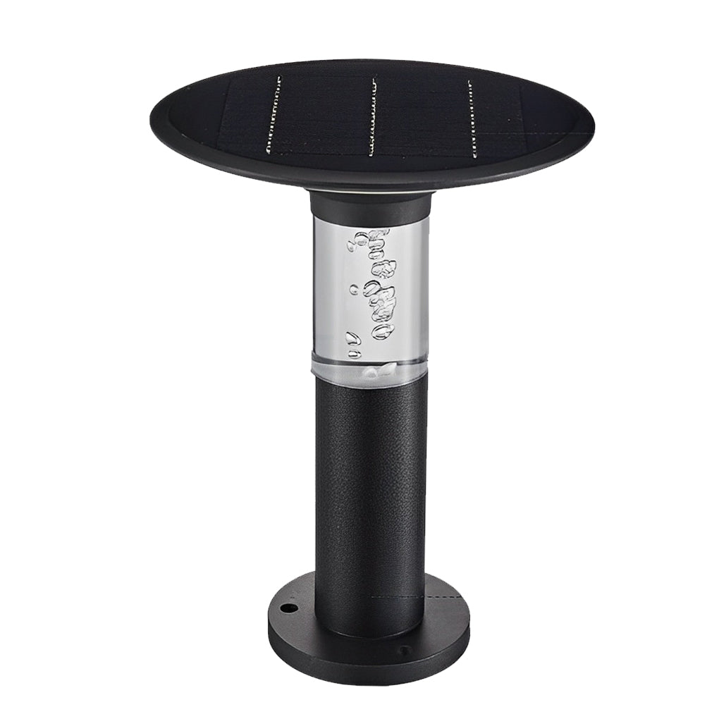 Elegant Black Brass Solar Path Lights with Round Top Disc & Bubble Design