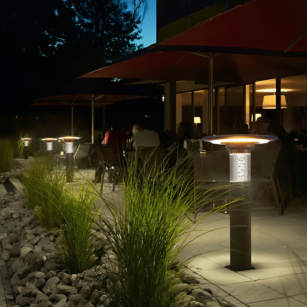 Elegant Black Brass Solar Path Lights with Round Top Disc & Bubble Design