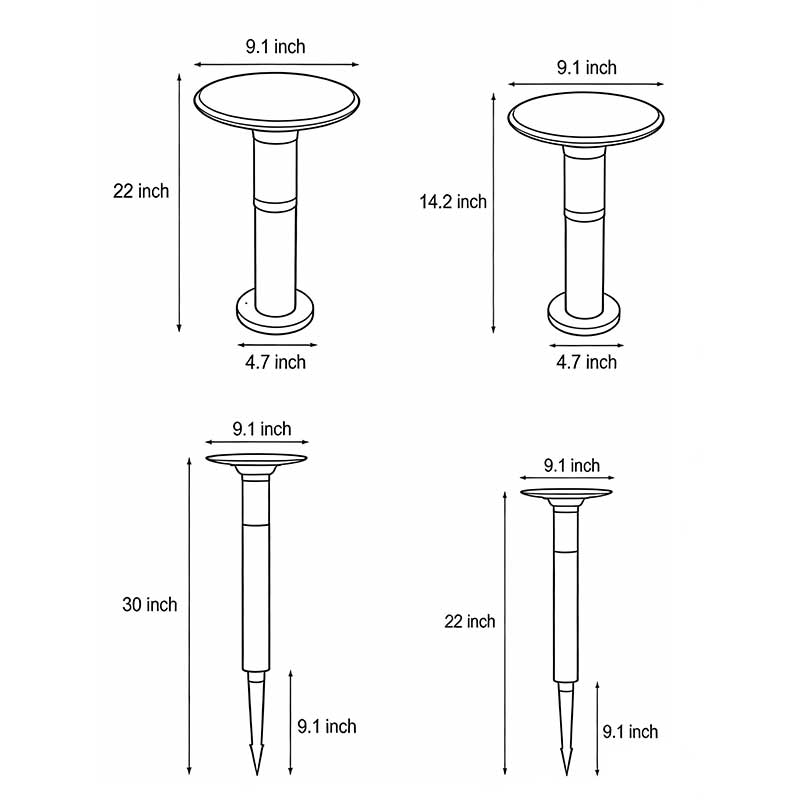 Elegant Black Brass Solar Path Lights with Round Top Disc & Bubble Design