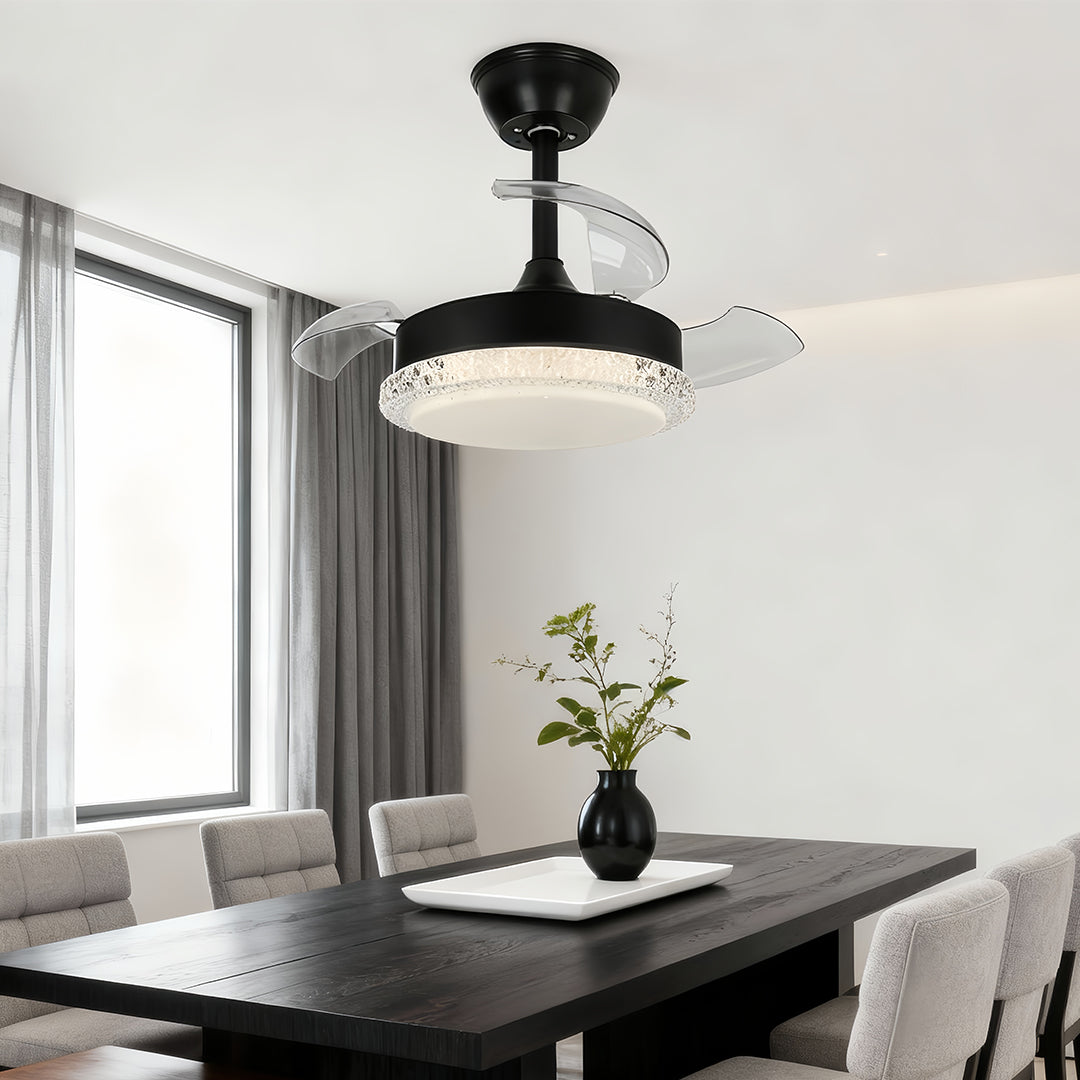 Contemporary White Flush Mount Ceiling Fan with Light for Bedrooms