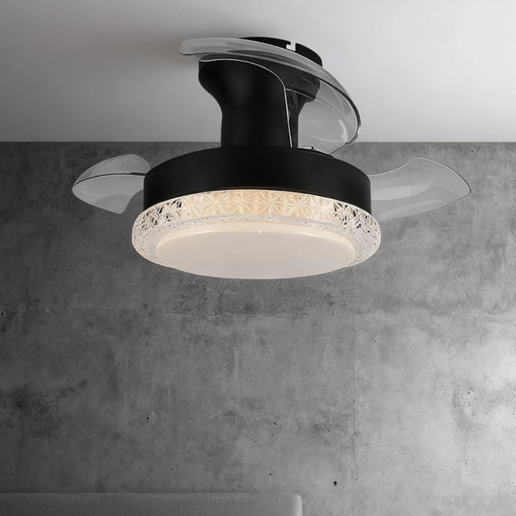 Contemporary White Flush Mount Ceiling Fan with Light for Bedrooms