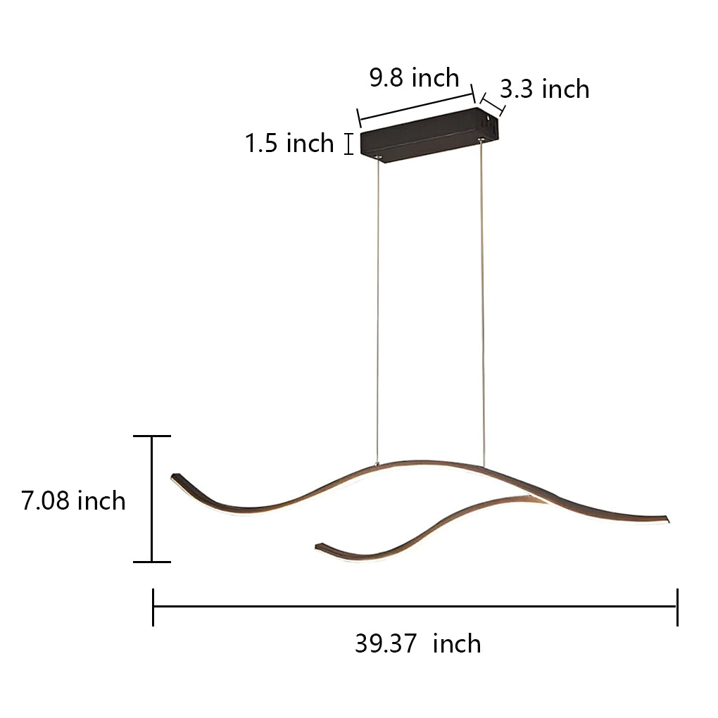 Wavy Curved LED Metal Pendant Light Fixture for Modern Living Spaces
