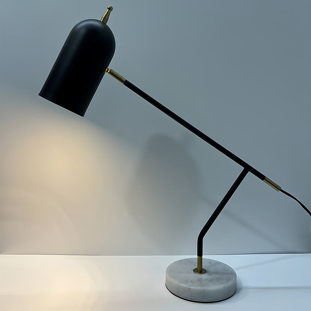 Elegant Black Marble Desk Lamp - Modern Minimalist Reading Light for Office