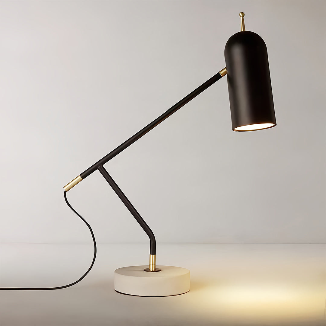 Elegant Black Marble Desk Lamp for Modern Office & Reading Spaces