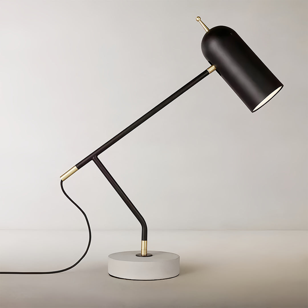 Elegant Black Marble Desk Lamp - Modern Minimalist Reading Light for Office