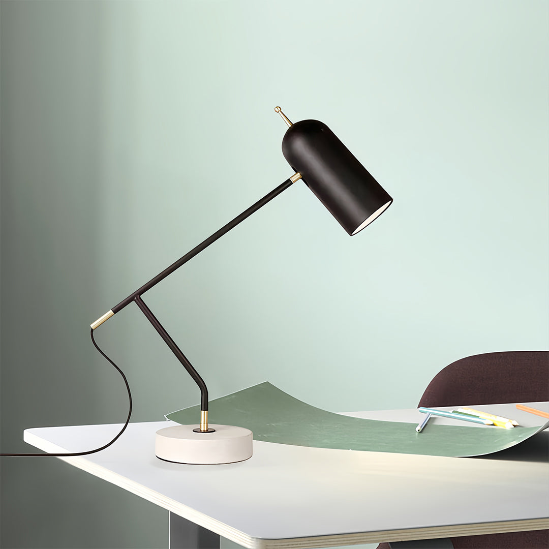 Elegant Black Marble Desk Lamp - Modern Minimalist Reading Light for Office