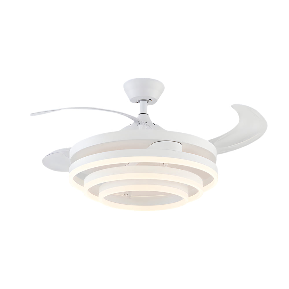Modern Black Adjustable LED Ceiling Fan with Light for Living Room