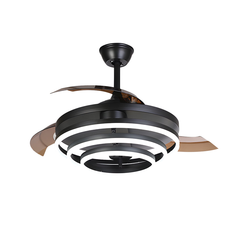 Modern Black Adjustable LED Ceiling Fan with Light for Living Room