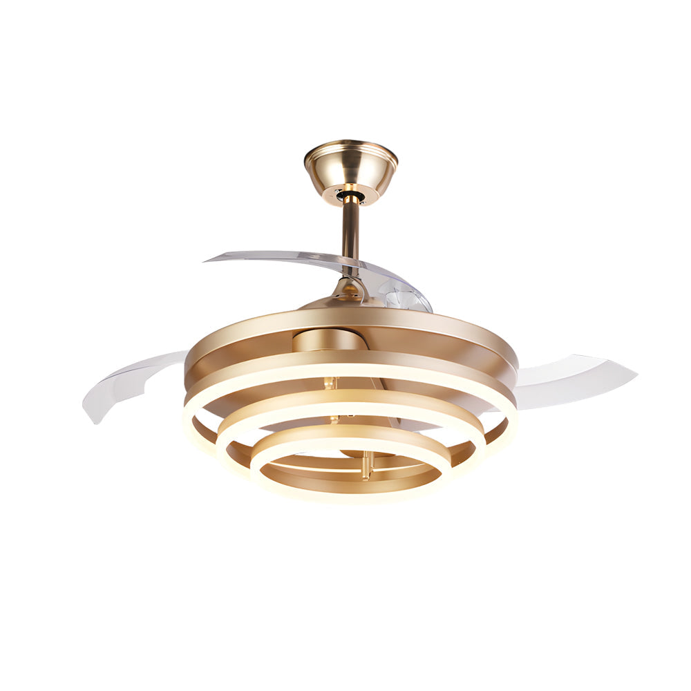 Modern Black Adjustable LED Ceiling Fan with Light for Living Room