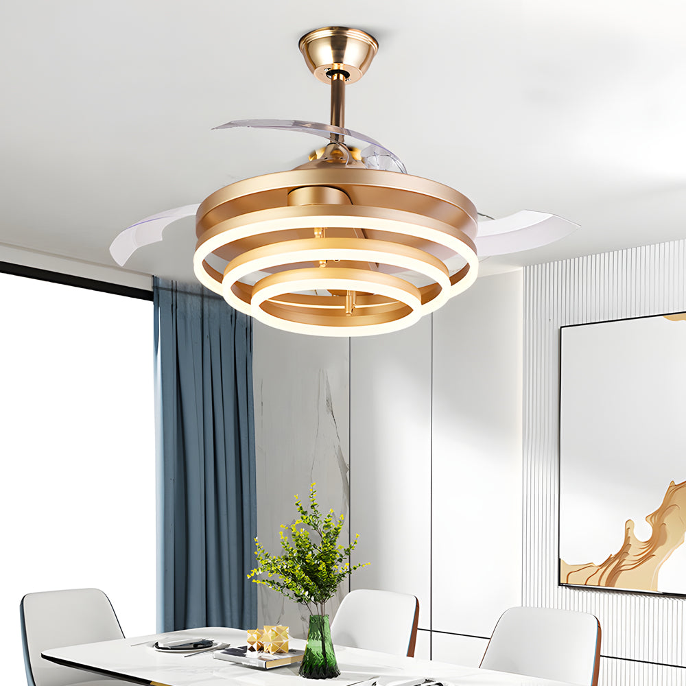 Modern Black Adjustable LED Ceiling Fan with Light for Living Room