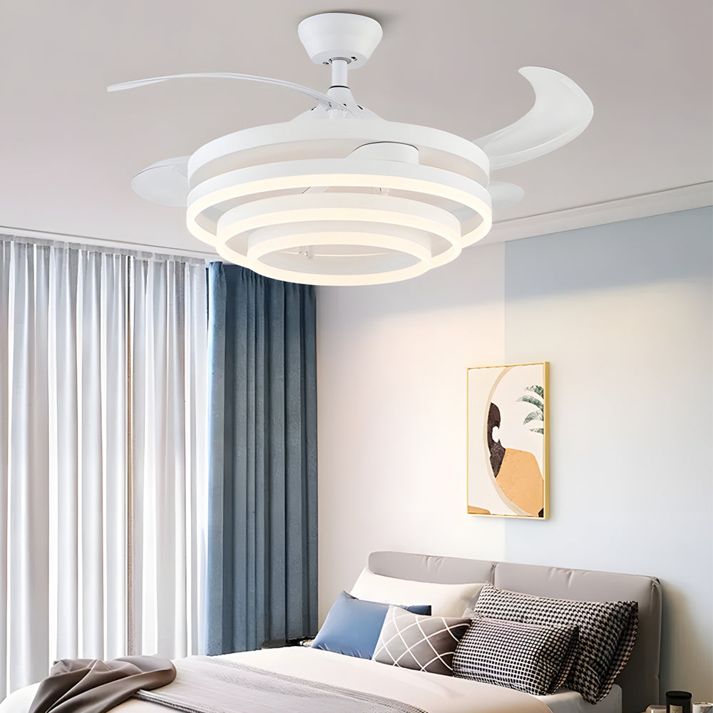 Modern Black Adjustable LED Ceiling Fan with Light for Living Room