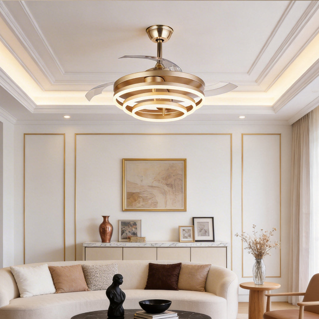 Modern Black Adjustable LED Ceiling Fan with Light for Living Room