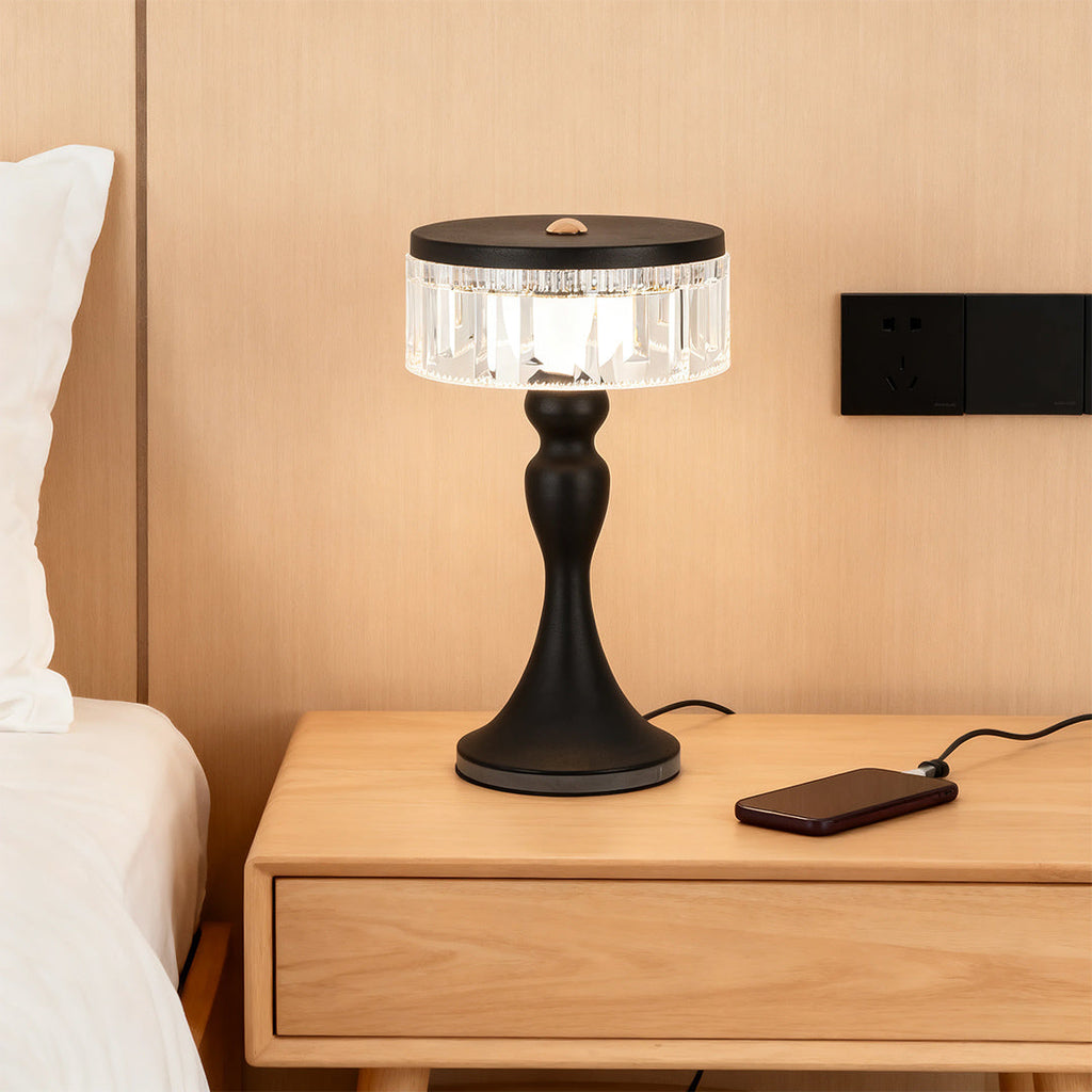 Nordic Minimalist Black Forged Iron and Acrylic Table Lamps for Living Room