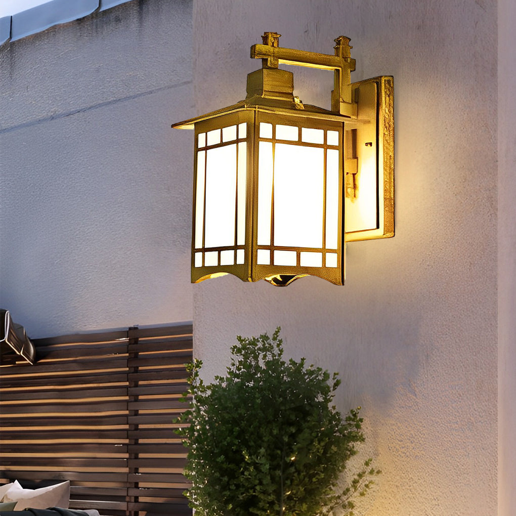 Vintage Industrial LED Lantern Wall Sconce in Die-Cast Aluminum for Entryway
