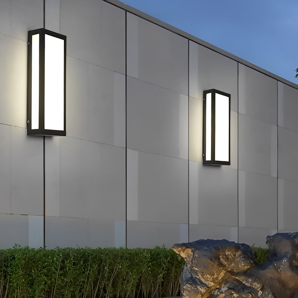 Sleek Black Modern LED Rectangle Outdoor Waterproof Wall Light Fixture