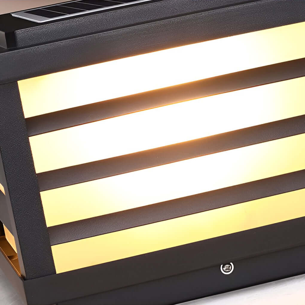 Contemporary Black Square Grid LED Pillar Lights for Outdoor Spaces