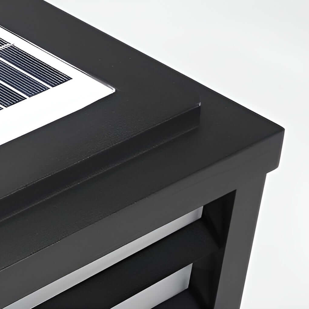 Contemporary Black Square Grid LED Pillar Lights for Outdoor Spaces