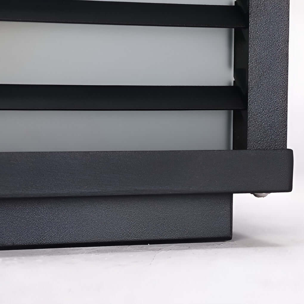 Contemporary Black Square Grid LED Pillar Lights for Outdoor Spaces