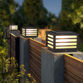 Contemporary Black Square Grid LED Pillar Lights for Outdoor Spaces