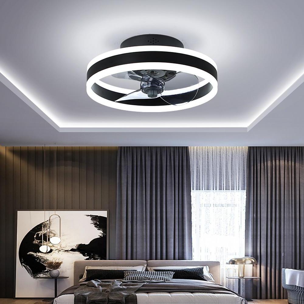 Dimmable Modern Gold Ceiling Fan with LED Light for Living Room Decor