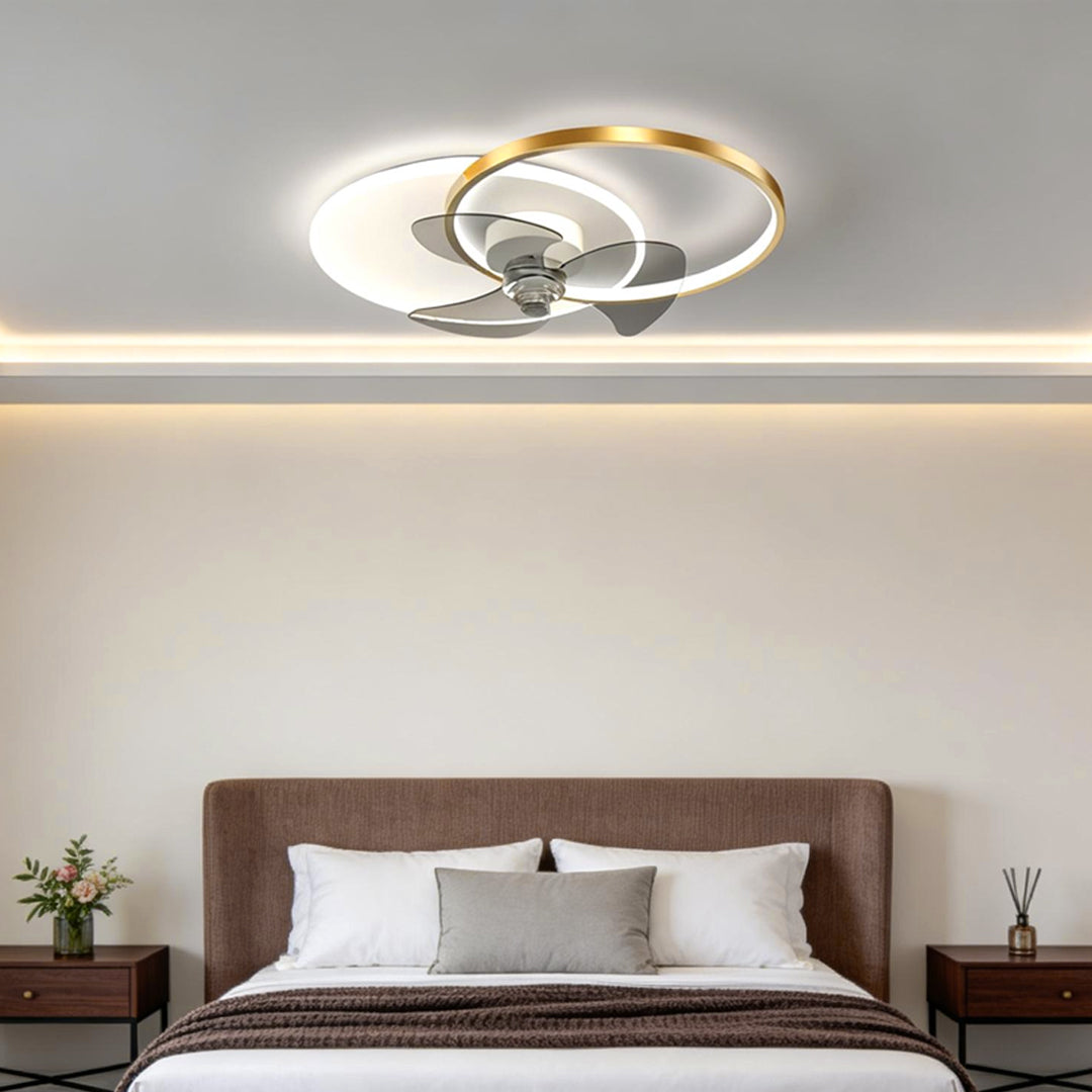 Modern Black and White Metal Ceiling Fan with Lights for Living Room
