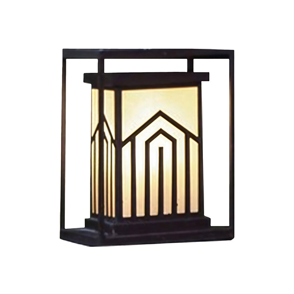 Rustic Black Metal Waterproof Lantern Outdoor Lights for Courtyard Garden