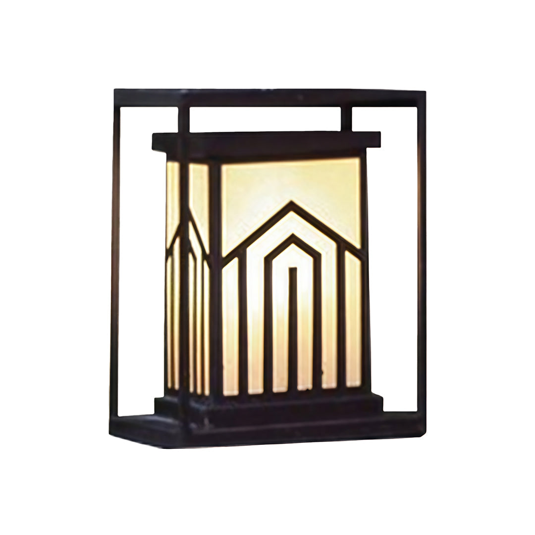 Rustic Black Metal Waterproof Lantern Outdoor Lights for Courtyard Garden