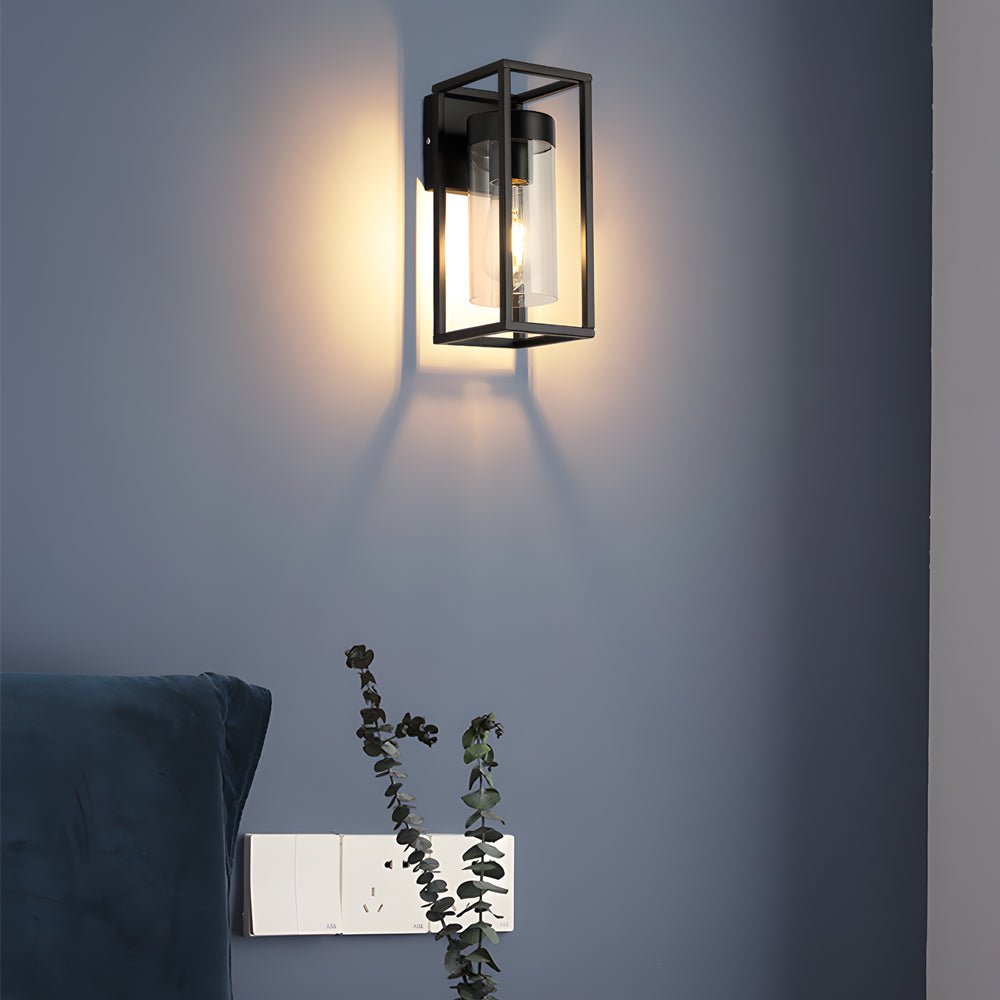 Industrial Black Iron Retro Glass Wall Sconces for Living Room Decor