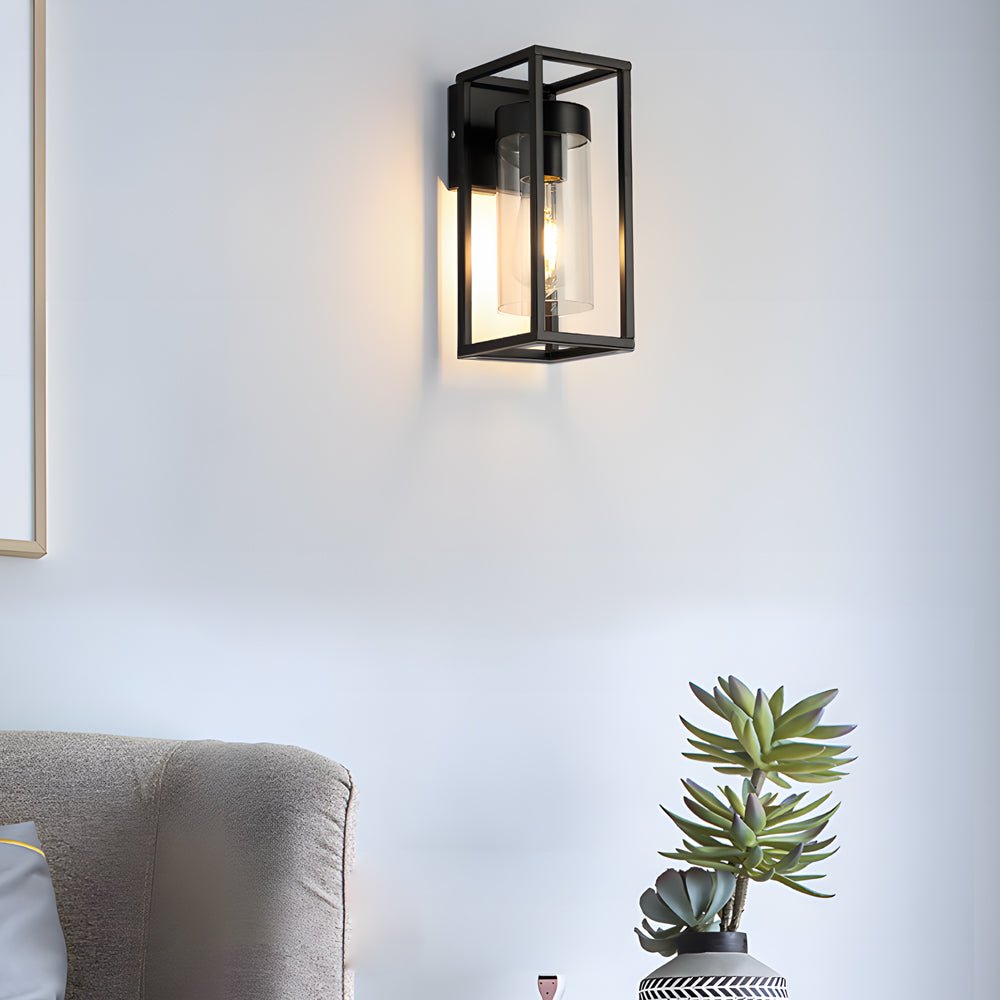 Industrial Black Iron Retro Glass Wall Sconces for Living Room Decor