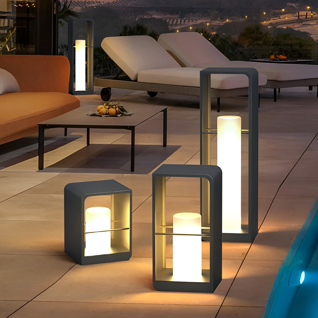 Waterproof Black Lantern Rectangular Outdoor Light Fixture for Patio