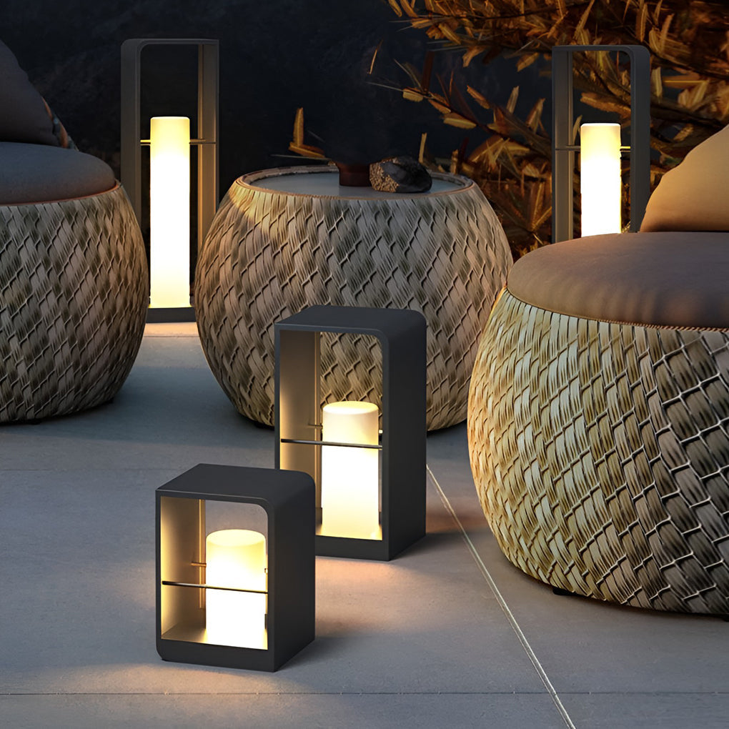 Waterproof Black Lantern Rectangular Outdoor Light Fixture for Patio