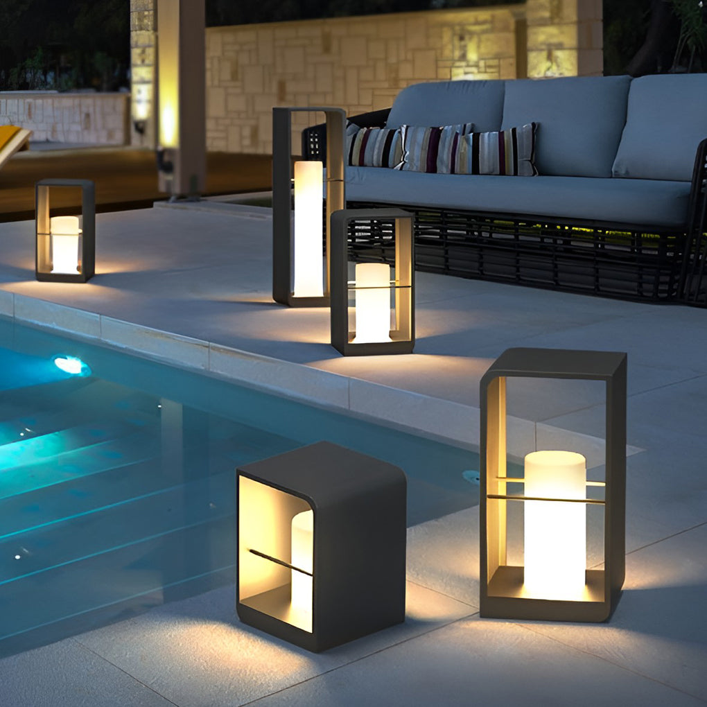 Waterproof Black Lantern Rectangular Outdoor Light Fixture for Patio