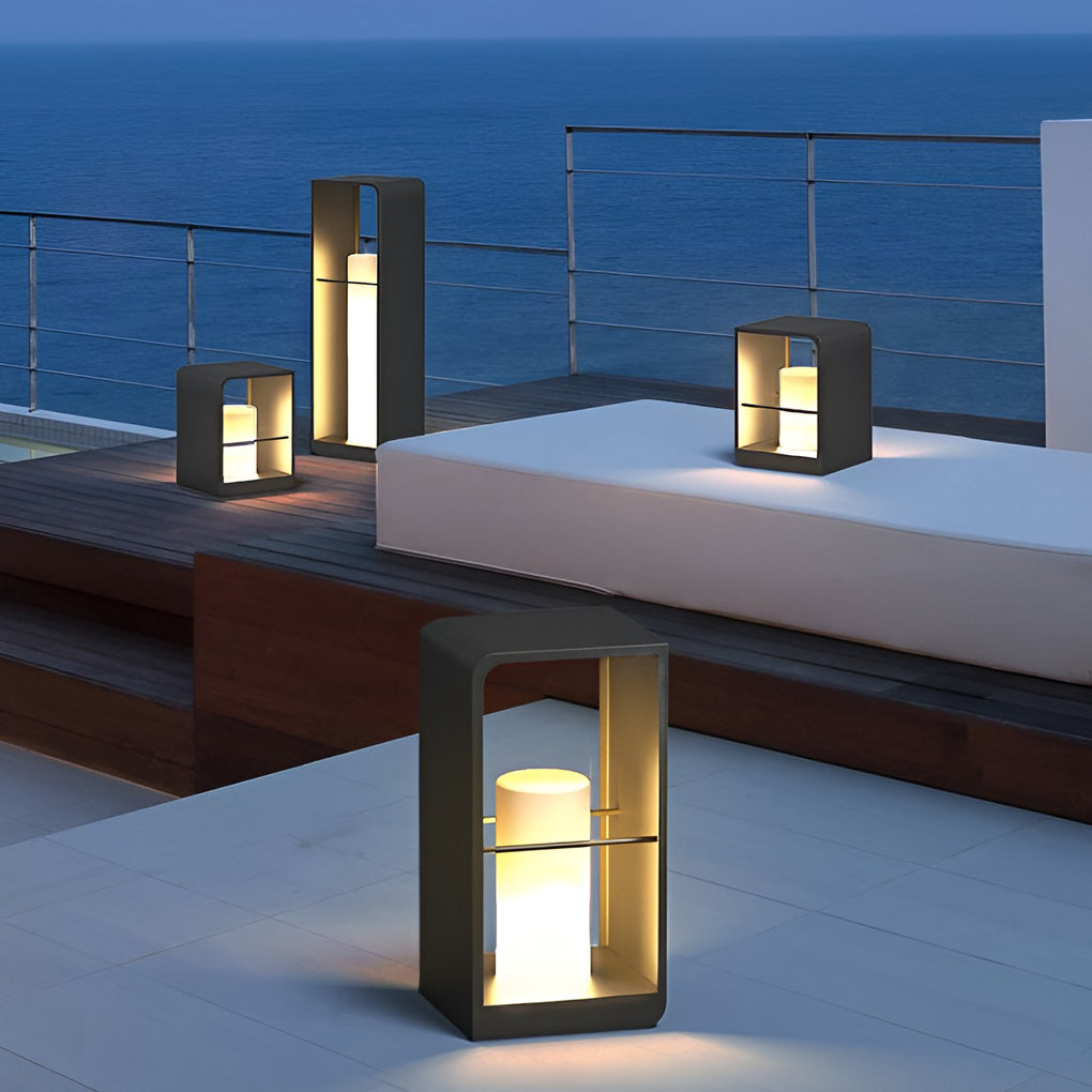 Waterproof Black Lantern Rectangular Outdoor Light Fixture for Patio