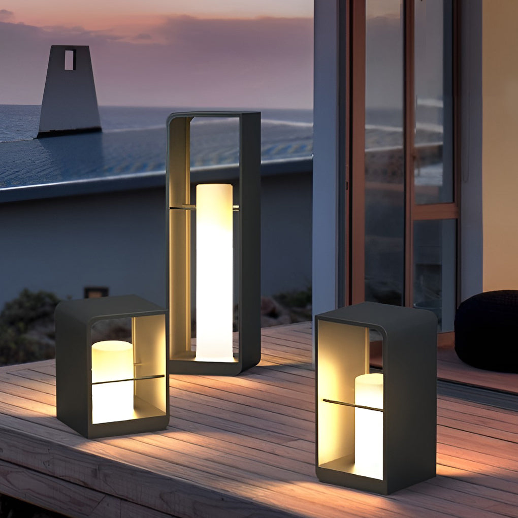 Waterproof Black Lantern Rectangular Outdoor Light Fixture for Patio