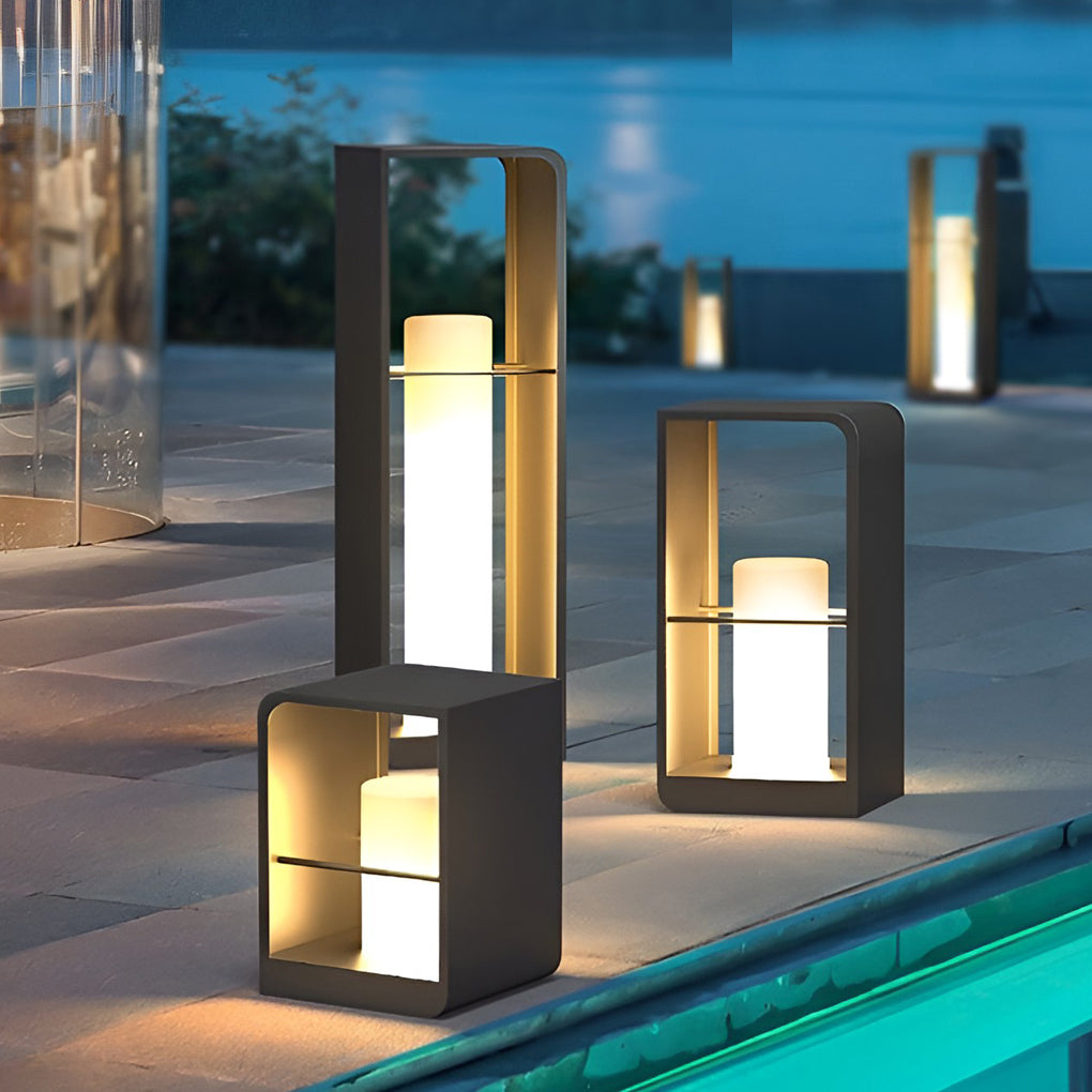 Waterproof Black Lantern Rectangular Outdoor Light Fixture for Patio