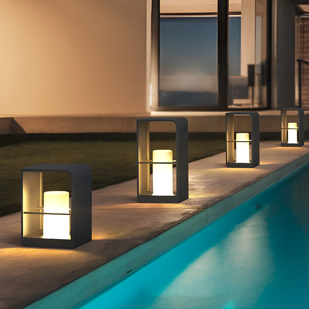 Waterproof Black Lantern Rectangular Outdoor Light Fixture for Patio