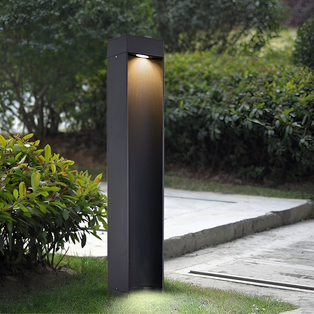 Modern Black LED Lawn Bollard Light for Outdoor Garden Illumination