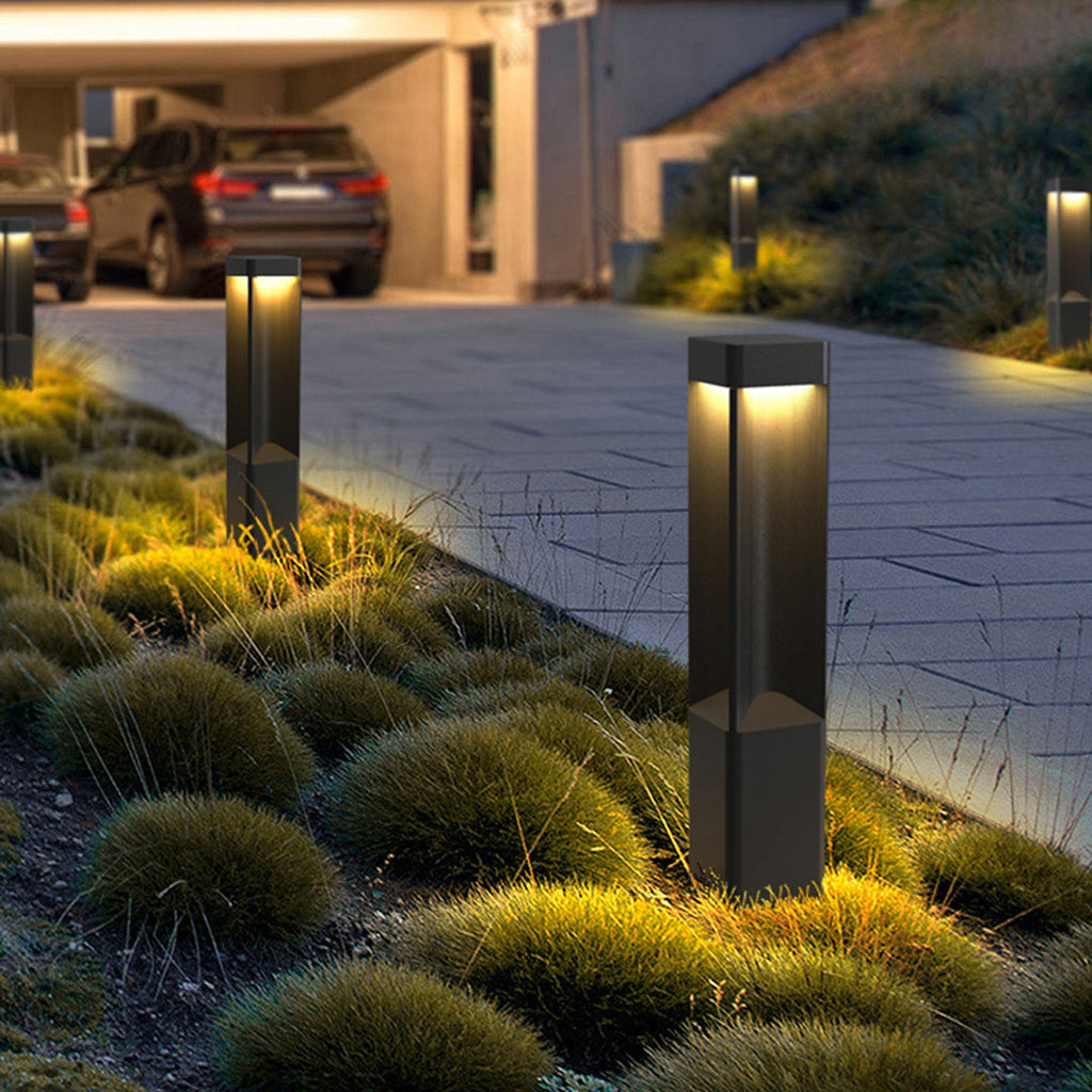 Modern Waterproof LED Bollard Light - Outdoor Landscape Lighting in Gray