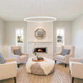 Sleek Black LED Ring Chandelier Fixture in Durable Aluminum for Modern Spaces
