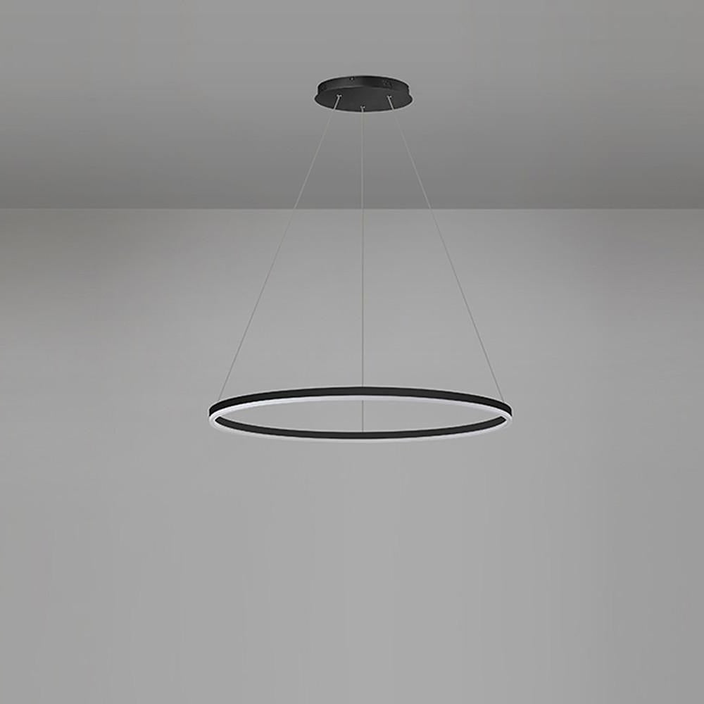 Sleek Black LED Ring Chandelier Fixture in Durable Aluminum for Modern Spaces