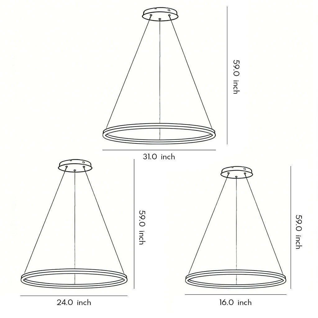 Sleek Black LED Ring Chandelier Fixture in Durable Aluminum for Modern Spaces