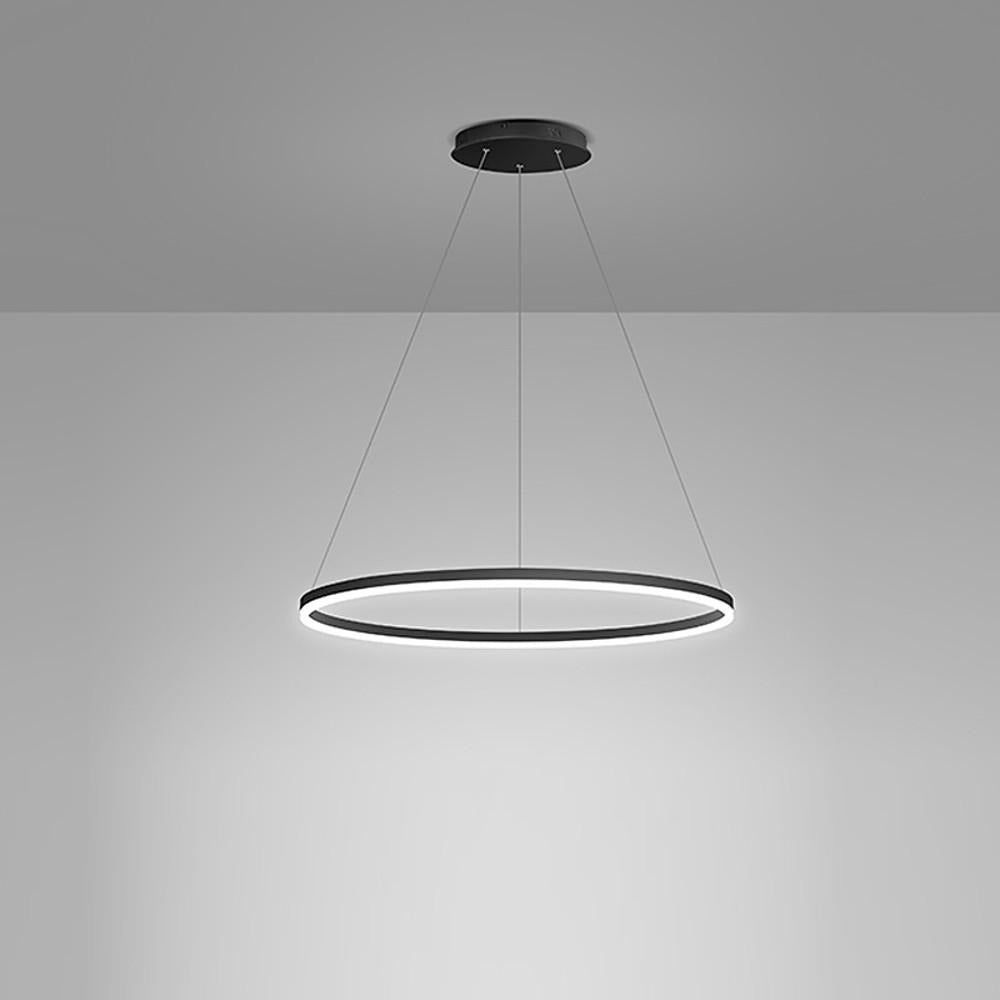 Sleek Black LED Ring Chandelier Fixture in Durable Aluminum for Modern Spaces