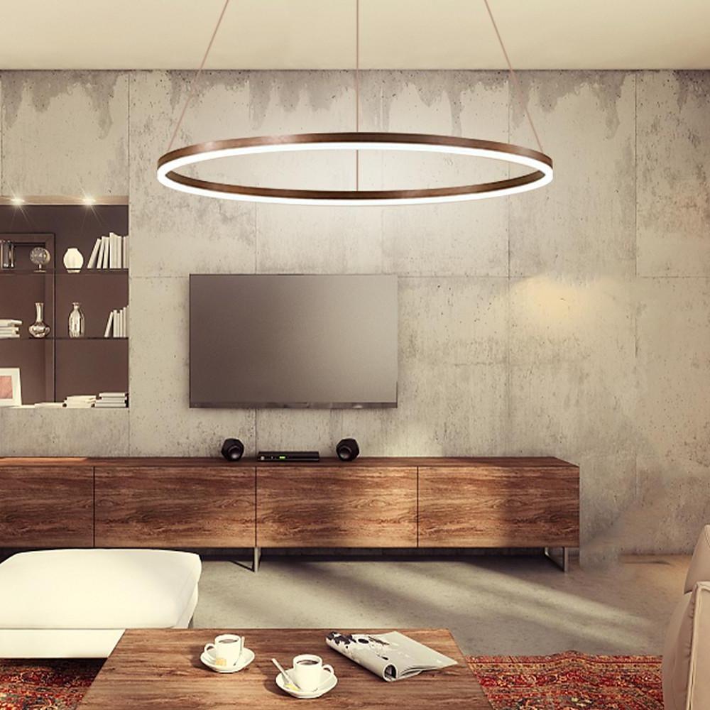 Sleek Black LED Ring Chandelier Fixture in Durable Aluminum for Modern Spaces