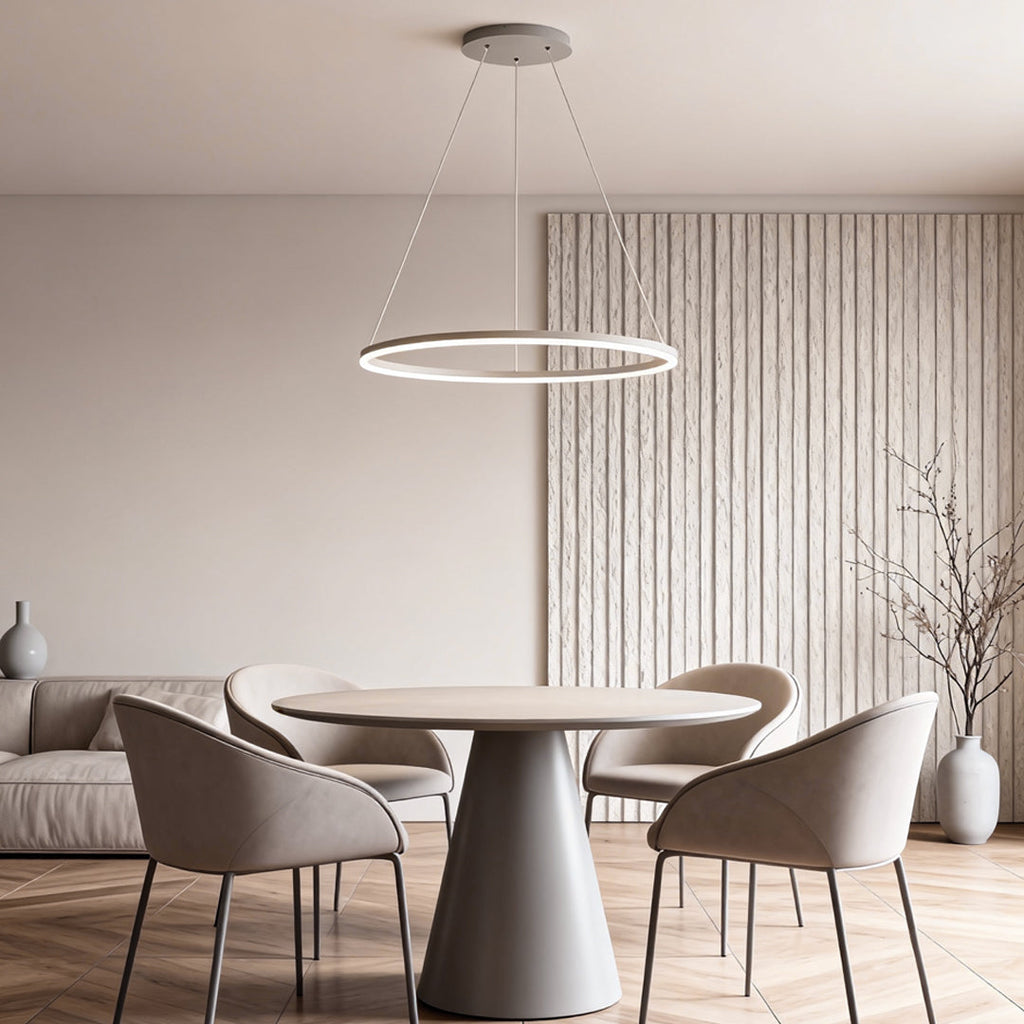 Sleek Black LED Ring Chandelier Fixture in Durable Aluminum for Modern Spaces