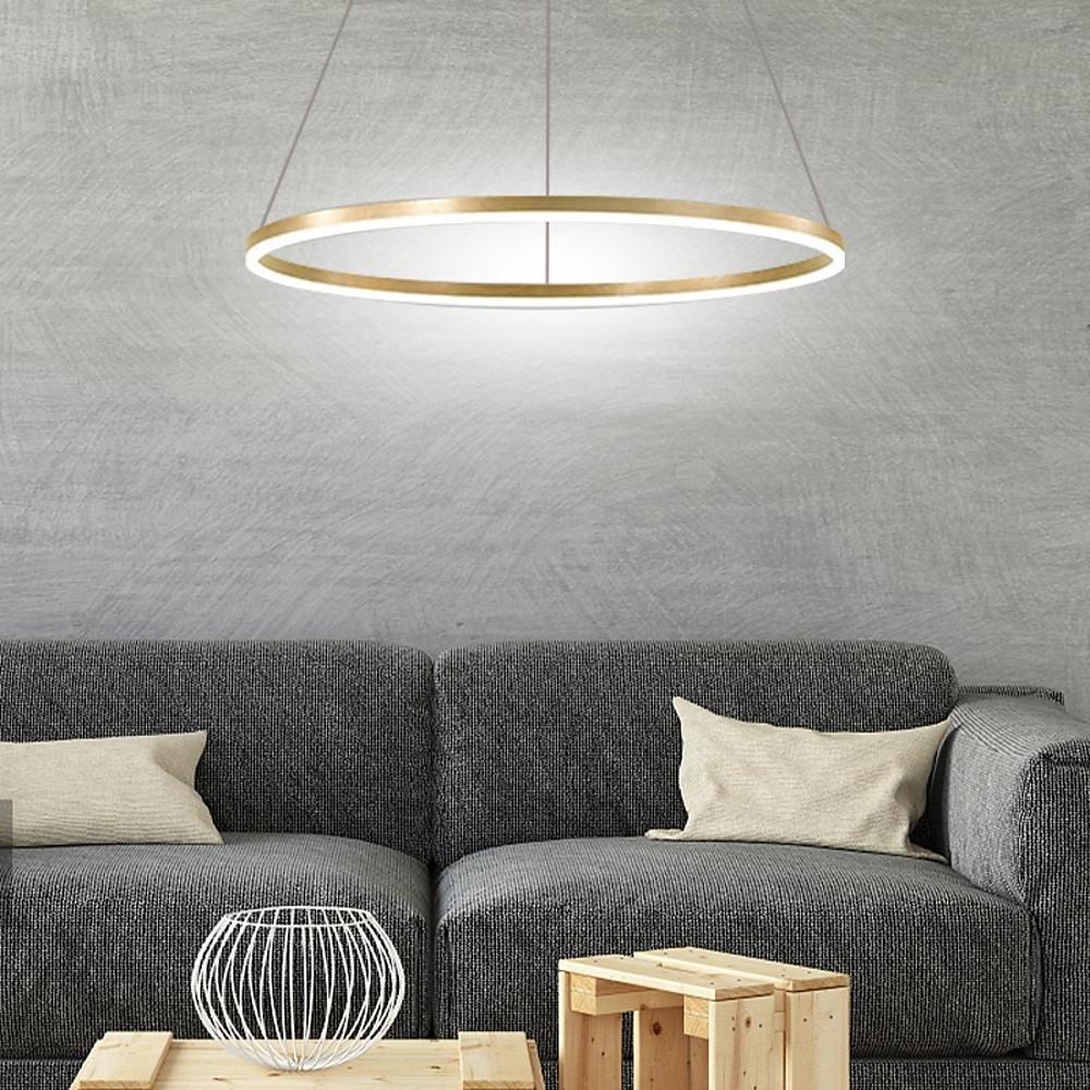 Sleek Black LED Ring Chandelier Fixture in Durable Aluminum for Modern Spaces