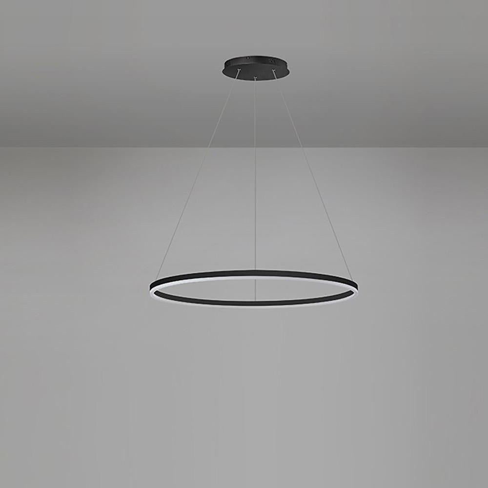 Sleek Black LED Ring Chandelier Fixture in Durable Aluminum for Modern Spaces