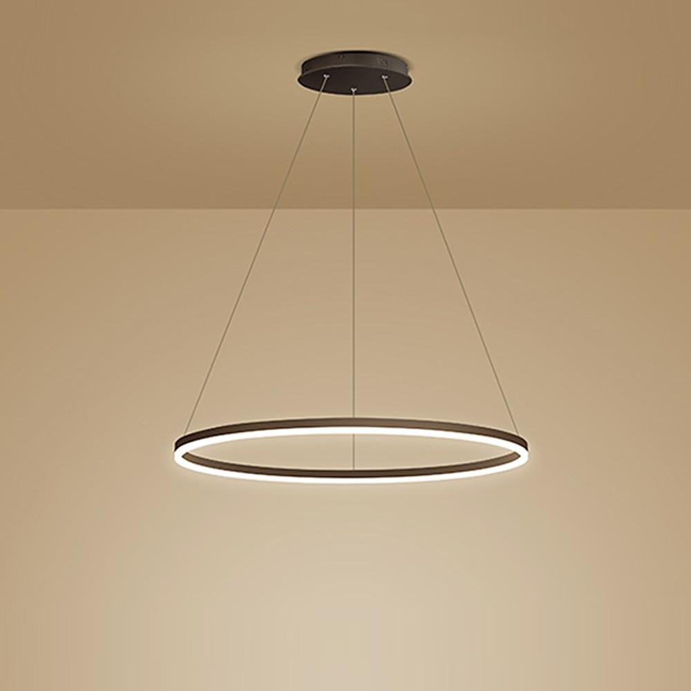 Sleek Black LED Ring Chandelier Fixture in Durable Aluminum for Modern Spaces