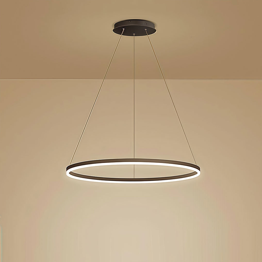 Sleek Black LED Ring Chandelier Fixture in Durable Aluminum for Modern Spaces